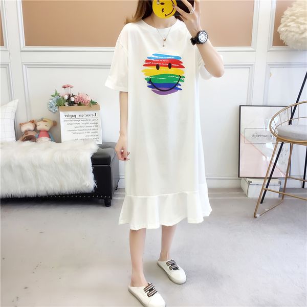 casual dresses #0694 summer cotton plus size t shirt dress women short sleeves smile printed spliced ruffles midi for sleeve, Black;gray
casual dresses #0694 summer cotton plus size t shirt dress women short sleeves smile printed spliced ruffles midi for sleeve, Black;gray