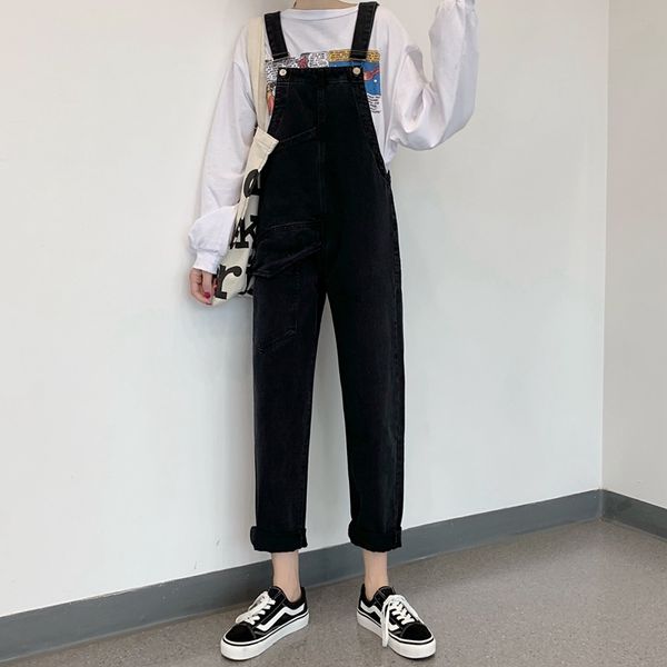 2019 autumn new style korean-style retro students by age black and white with pattern cowboy suspender pants women's high-waiste, Blue
2019 autumn new style korean-style retro students by age black and white with pattern cowboy suspender pants women's high-waiste, Blue