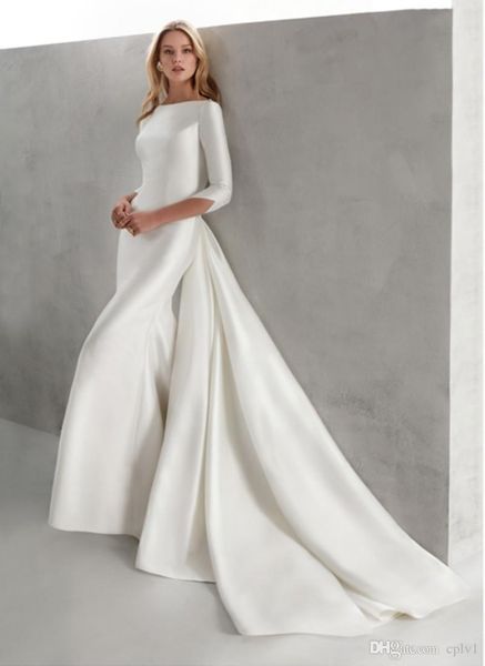 elegant mermaid elegant 2019 wedding dress neck long sleeves satin bridal gowns covered button back princess wedding gowns cheap, White
elegant mermaid elegant 2019 wedding dress neck long sleeves satin bridal gowns covered button back princess wedding gowns cheap, White