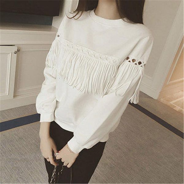 sweatshirt women black white round neck hollow out tassels loose sweatshirts pullover female autumn spring hoodies pz3273, White;black
sweatshirt women black white round neck hollow out tassels loose sweatshirts pullover female autumn spring hoodies pz3273, White;black