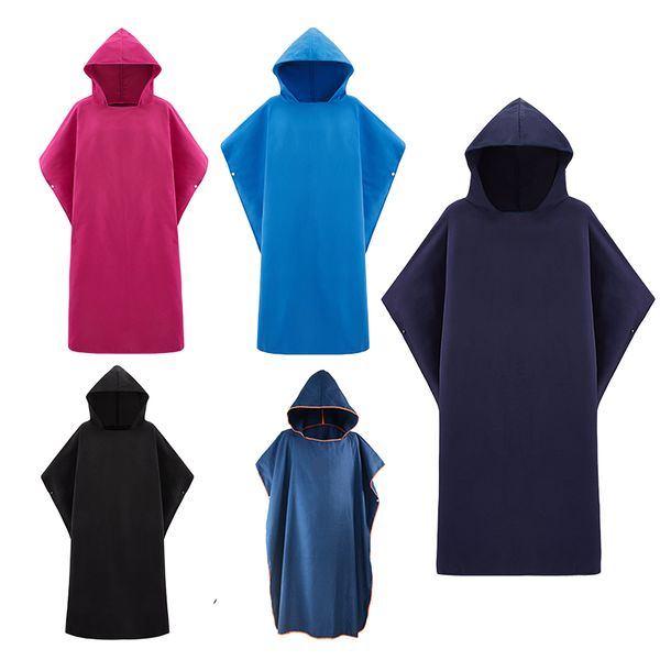 

microfiber wetsuit changing robe poncho with hood, quick dry hooded towels for swim, beach surf poncho compact & lightweight