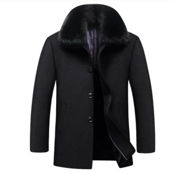 brand 2017 parka winter british style men's coat with fur collar fashion trench wool coat clothing woolen men, Black
brand 2017 parka winter british style men's coat with fur collar fashion trench wool coat clothing woolen men, Black