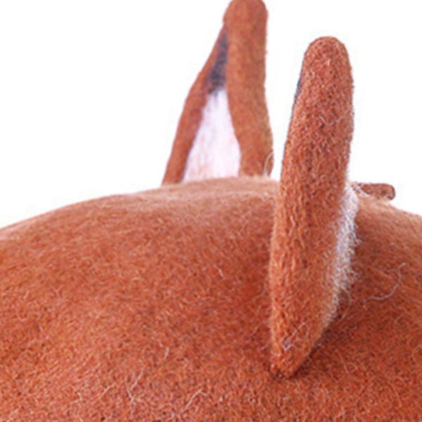 cute fox ear beret casual warm painter hat handmade beret, Blue;gray
