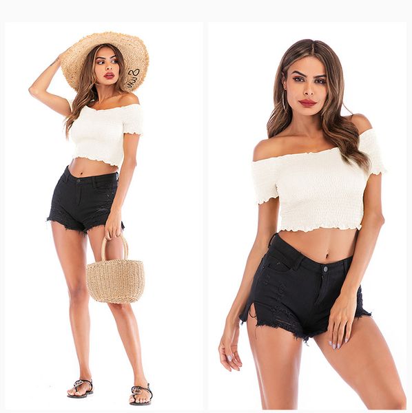 women t shirts women designer solid color fungus t-shirt womens summer short slash neck navel short sleeve shirts wholesale, White
women t shirts women designer solid color fungus t-shirt womens summer short slash neck navel short sleeve shirts wholesale, White