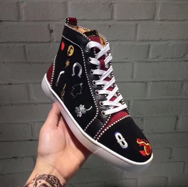 luxury designer mens red bottoms shoes studded spikes flats with diamond high sneakers glitter genuine leather des chaussures zapatos, Black
luxury designer mens red bottoms shoes studded spikes flats with diamond high sneakers glitter genuine leather des chaussures zapatos, Black