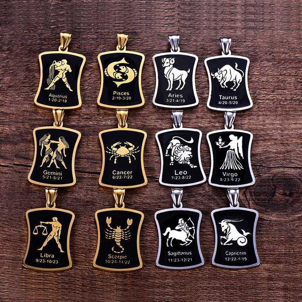 12 constellation pendant men necklace stainless steel gifts for male accessories gold simple necklace steel jewelry square card, Silver
12 constellation pendant men necklace stainless steel gifts for male accessories gold simple necklace steel jewelry square card, Silver