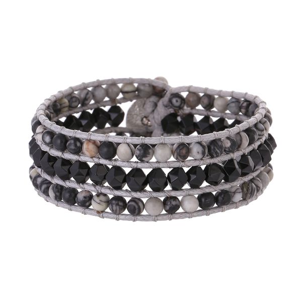 natural onyx jasper wrap bracelets for women men 3 row handmade braided bracelets creative collection gifts, Black 
natural onyx jasper wrap bracelets for women men 3 row handmade braided bracelets creative collection gifts, Black