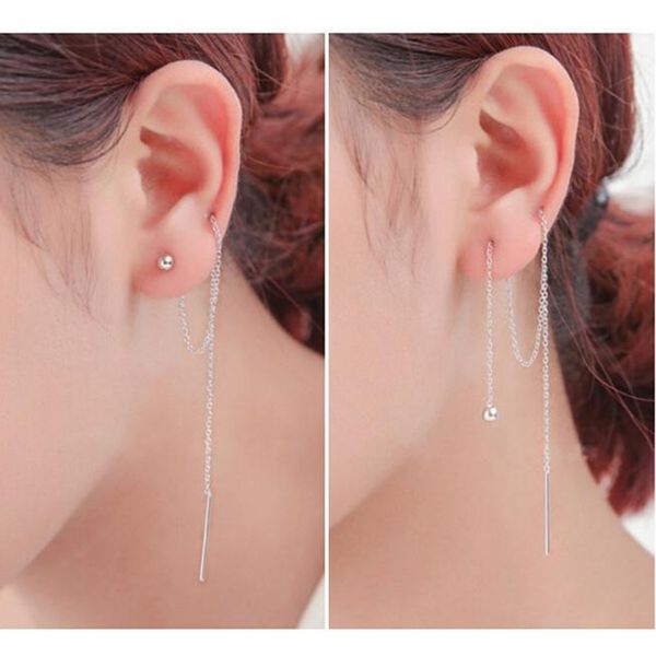 misananryne simple design sliver color chain drop earrings long women dangle earrings fashion jewelry length 5cm-15cm, Silver