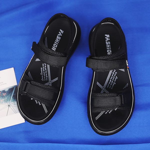 2019new summer beach sandals vietnam shoes mens roman sandals outdoor sport open toe slippers platform casual, Black