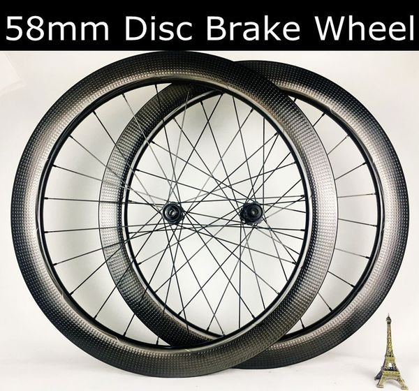 

700c 58 45mm tubele road bike di c brake carbon wheel dimple di k carbon wheel et d350 t240 hub