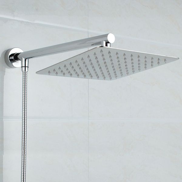 chrome wall mounted ultrathin square 8" shower head + brass shower arm + 150cm srainless steel shower hose
chrome wall mounted ultrathin square 8" shower head + brass shower arm + 150cm srainless steel shower hose