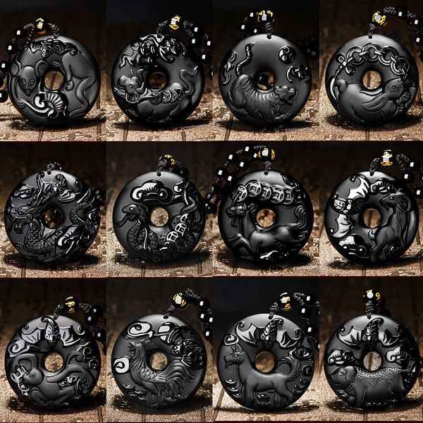 natural obsidian chinese zodiac pendant beads necklace charm jewellery fashion accessories hand-carved luck amulet gifts, Silver
natural obsidian chinese zodiac pendant beads necklace charm jewellery fashion accessories hand-carved luck amulet gifts, Silver