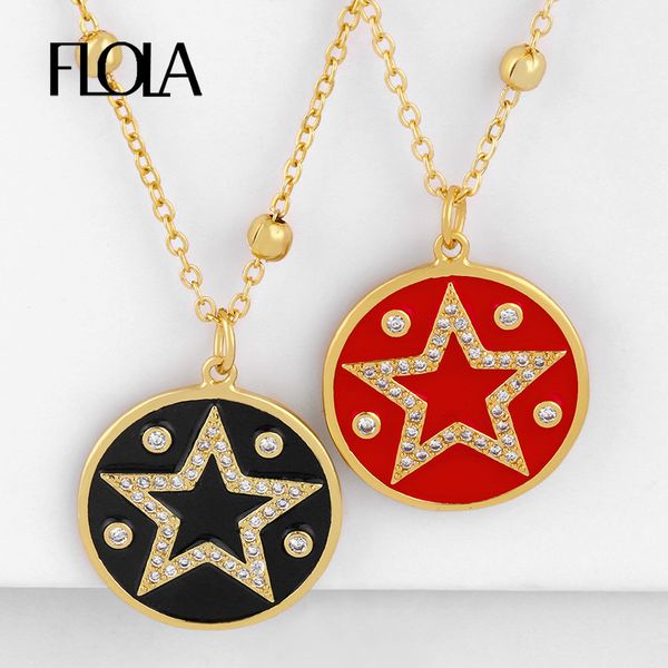 flola cz zirconia star pendant necklaces for women with crystal enamel round necklaces long gold chain coin women jewelry nkeq15, Silver
flola cz zirconia star pendant necklaces for women with crystal enamel round necklaces long gold chain coin women jewelry nkeq15, Silver