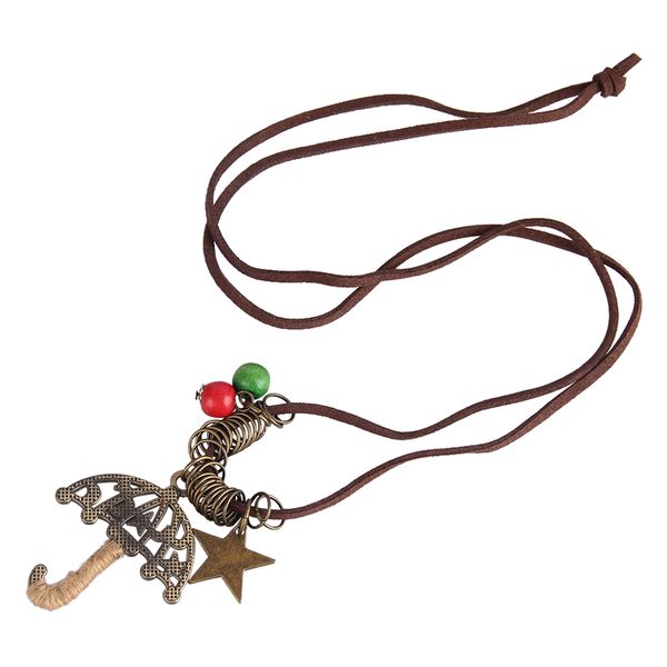 ethnic umbrella necklace charm pendant chain choker pu leather rope for women ladies, 88cm/35inch, Silver
ethnic umbrella necklace charm pendant chain choker pu leather rope for women ladies, 88cm/35inch, Silver