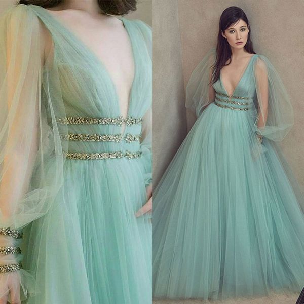 2020 elegant woman plus size long sleeves mint green prom dresses tulle formal party dress muslim arabic evening gowns, Black
2020 elegant woman plus size long sleeves mint green prom dresses tulle formal party dress muslim arabic evening gowns, Black