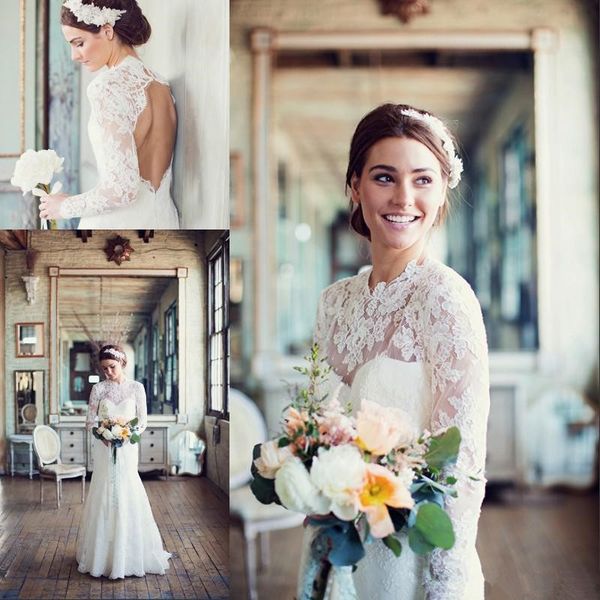 elegant lace wedding dress high neck long sleeve sweep train lace open back style custom made wedding gown mermaid bridal gown, White
elegant lace wedding dress high neck long sleeve sweep train lace open back style custom made wedding gown mermaid bridal gown, White