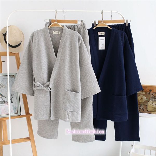 men kimono pajamas set shirt pants loose fit cotton thick warm winter japanese style, Black;brown
men kimono pajamas set shirt pants loose fit cotton thick warm winter japanese style, Black;brown