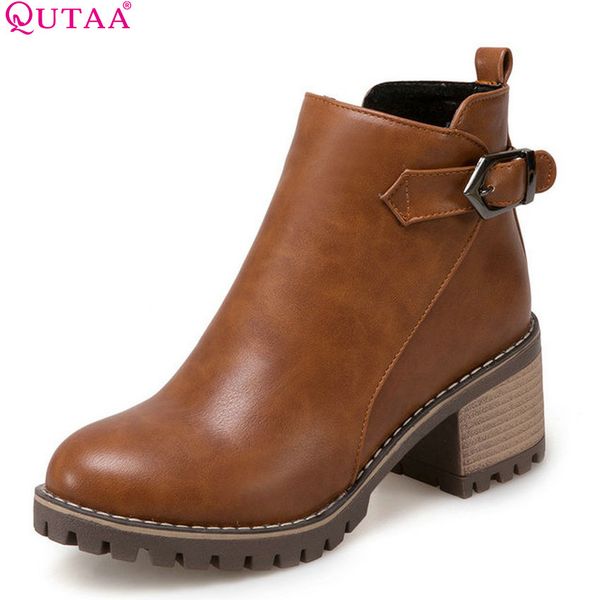 qutaa 2020 fashion all match women ankle boots square high heel women shoes round toe zipper pu leather boots size 34-43, Black
qutaa 2020 fashion all match women ankle boots square high heel women shoes round toe zipper pu leather boots size 34-43, Black