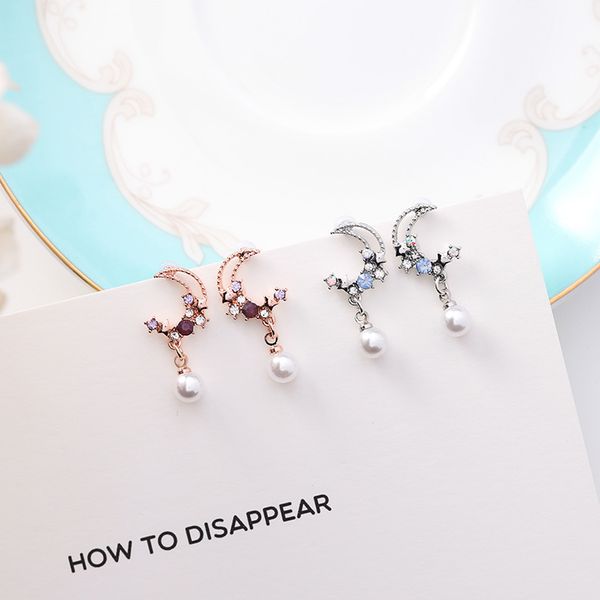 new lovely moon star asymmetry drop earrings for women colorful rhinestone simulated pearl pendientes earings fashion jewelry, Silver
new lovely moon star asymmetry drop earrings for women colorful rhinestone simulated pearl pendientes earings fashion jewelry, Silver