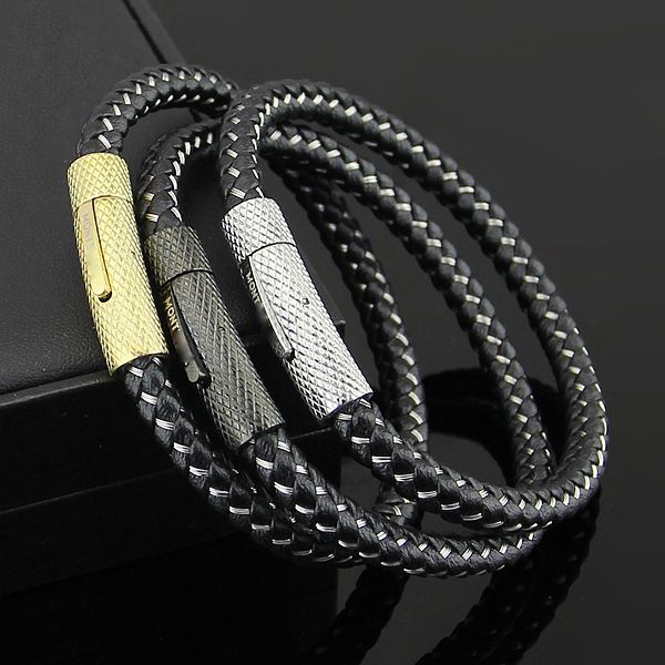 New Fashion Leather Mont Bracelet Men Buckle Charm Bracelets For Mens Black With Titanium Steel Lovers Rope Bangle Male Jewelry
New Fashion Leather Mont Bracelet Men Buckle Charm Bracelets For Mens Black With Titanium Steel Lovers Rope Bangle Male Jewelry