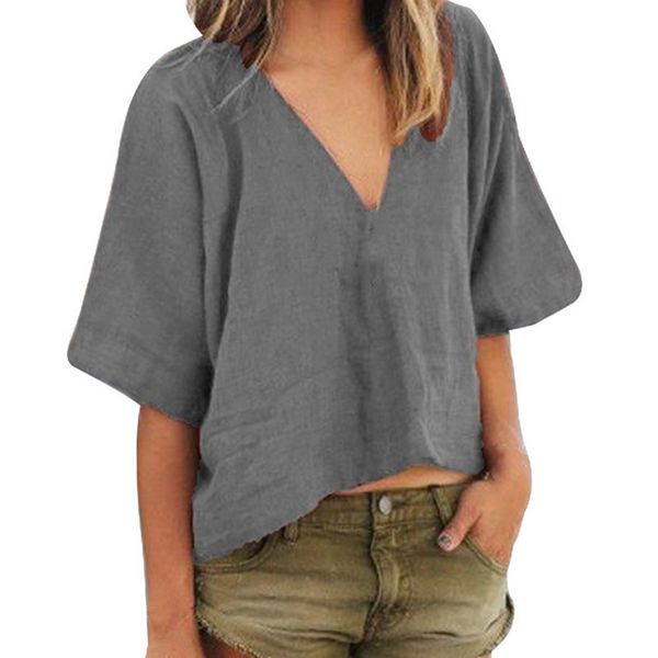 womens fashion cotton linen baggy tshirt 2019 summer casual loose v neck 3/4 sleeve shirts solid short tee work blusas, White
womens fashion cotton linen baggy tshirt 2019 summer casual loose v neck 3/4 sleeve shirts solid short tee work blusas, White