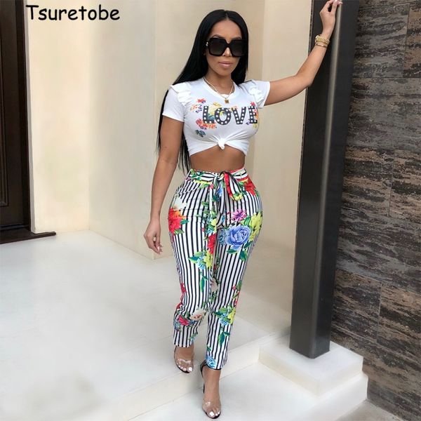 tsuretobe лето женщины повседневная printed tracksuit рябить с коротким рукавом топы и широкие брюки ноги сладкие элегантный два piece set ж, Gray
tsuretobe лето женщины повседневная printed tracksuit рябить с коротким рукавом топы и широкие брюки ноги сладкие элегантный два piece set ж, Gray