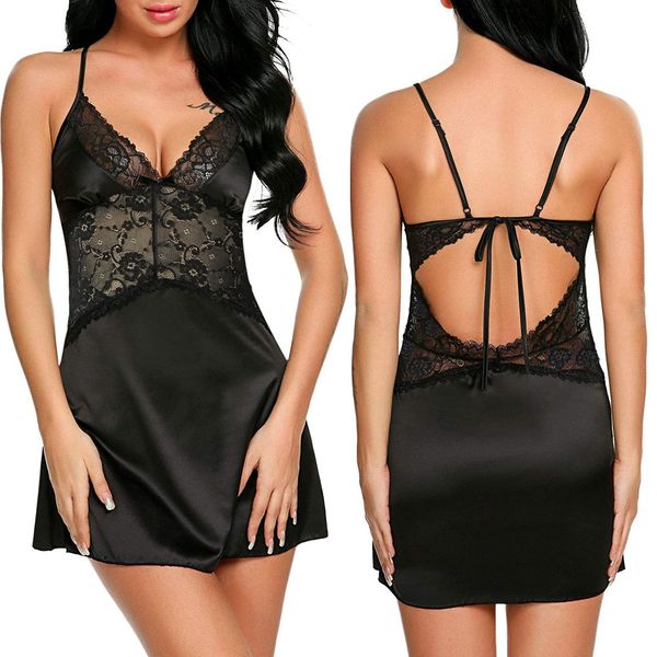 Women Sexy Dress Bra Nightdress Nightwear Satin Slip Fashion Nightwear Sexy Pajamas Harness Sexy Pajamas with 4 Colors 
Women Sexy Dress Bra Nightdress Nightwear Satin Slip Fashion Nightwear Sexy Pajamas Harness Sexy Pajamas with 4 Colors