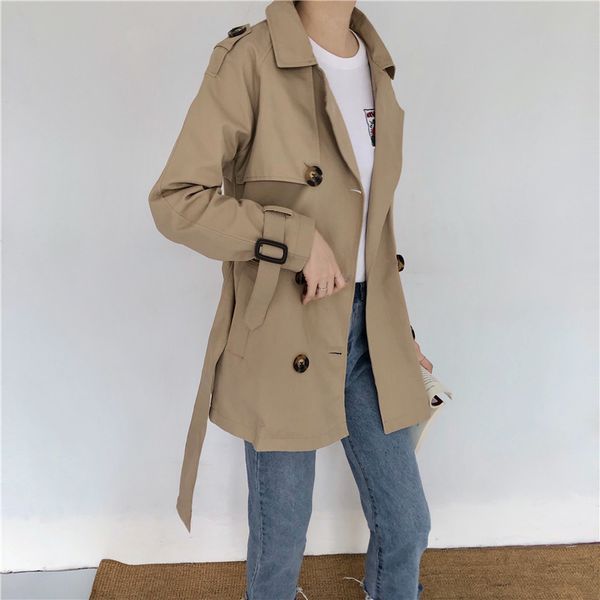 female slim waist cotton coat with belt long sleeve turn-down collar high waist double breasted office lady elegant trench coats, Tan;black
female slim waist cotton coat with belt long sleeve turn-down collar high waist double breasted office lady elegant trench coats, Tan;black