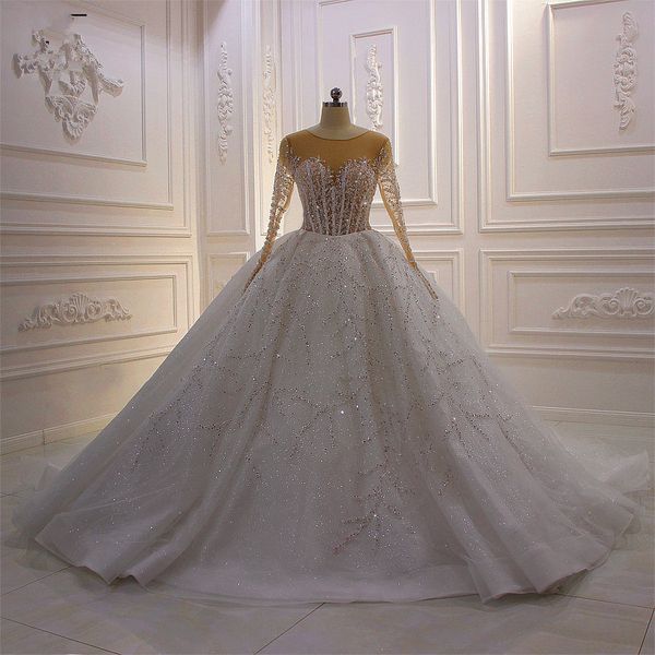2020 luxury long sleeves beaded ball gown wedding dresses real pictures saudi arabian dubai plus size bridal gown cathedral train, White
2020 luxury long sleeves beaded ball gown wedding dresses real pictures saudi arabian dubai plus size bridal gown cathedral train, White