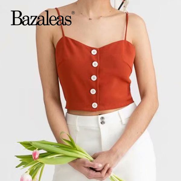 bazaleas vintage center buttons crop women france orange color women tank cropped camis drop shipping, White
bazaleas vintage center buttons crop women france orange color women tank cropped camis drop shipping, White