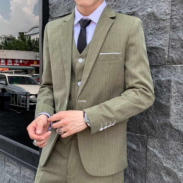 2020 fashion men vertical stripes suit young cultivate one's morality suit career suits man groom three wedding dresses, White;black
2020 fashion men vertical stripes suit young cultivate one's morality suit career suits man groom three wedding dresses, White;black