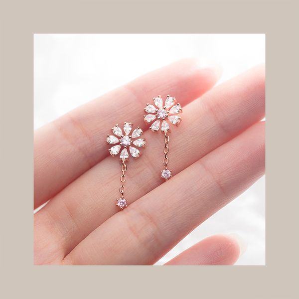 real authentic 100% 925 sterling silver fine jewelry prong white/pink crystals flower tassel dangle long earrings gtle2899, Golden;silver
real authentic 100% 925 sterling silver fine jewelry prong white/pink crystals flower tassel dangle long earrings gtle2899, Golden;silver