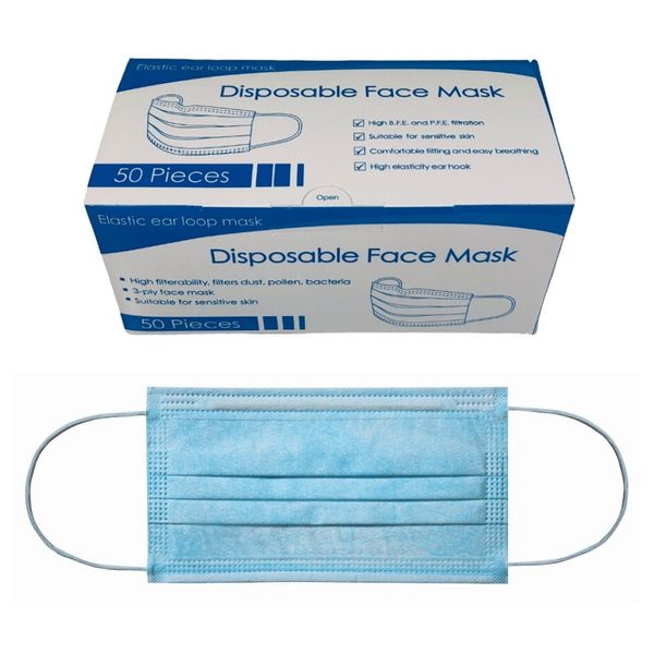 50pcs Mask Disposable Nonwove 3 Layer Ply Filter Mask mouth Face mask filter safe Breathable Bacteria Proof Protective masks
50pcs Mask Disposable Nonwove 3 Layer Ply Filter Mask mouth Face mask filter safe Breathable Bacteria Proof Protective masks