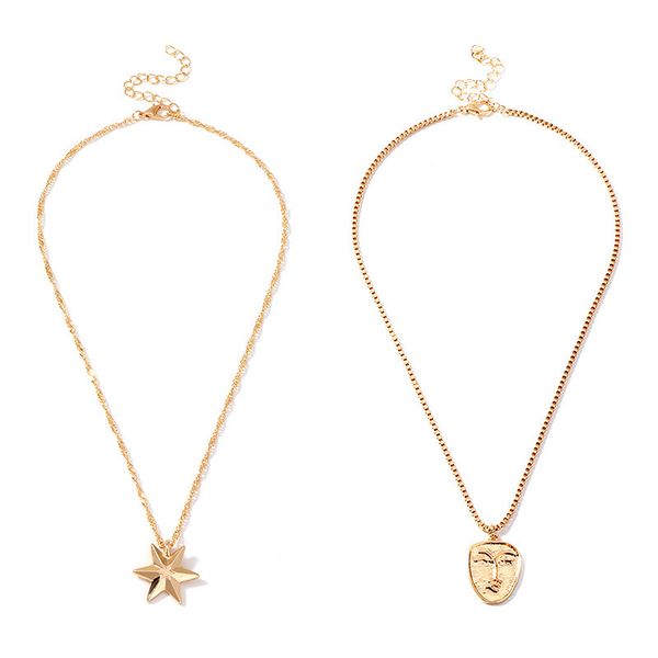 women's new gold alloy jewelry vintage fashion metal five-star face necklace commodity ornament pendant, Silver
women's new gold alloy jewelry vintage fashion metal five-star face necklace commodity ornament pendant, Silver