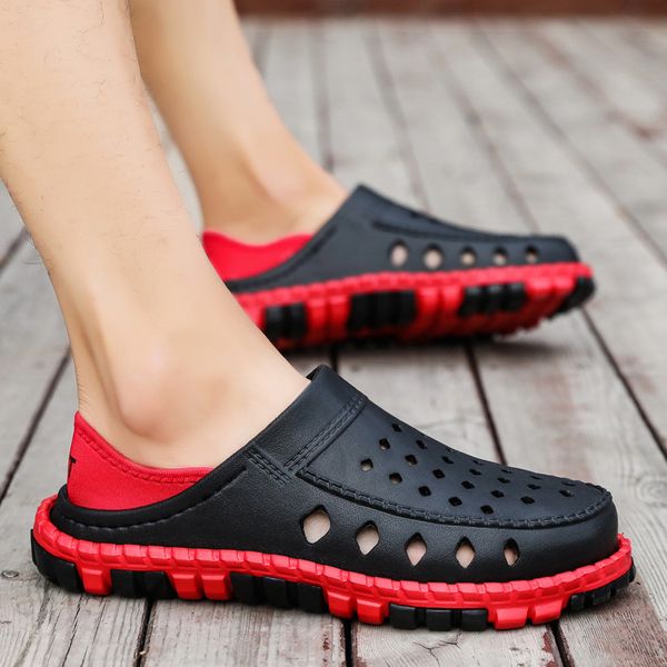 men slipper summer men's beach breathable slippers garden mule flip flops shoes for male sandals tyh7, Black
men slipper summer men's beach breathable slippers garden mule flip flops shoes for male sandals tyh7, Black