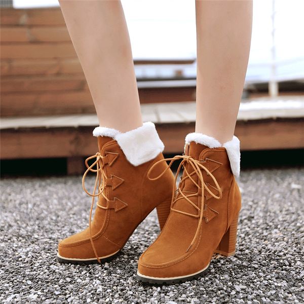 ymechic 2018 flock lace up cross tied block high heels ladies winter rock shoes goth suede womens ankle boots plus size, Black
ymechic 2018 flock lace up cross tied block high heels ladies winter rock shoes goth suede womens ankle boots plus size, Black