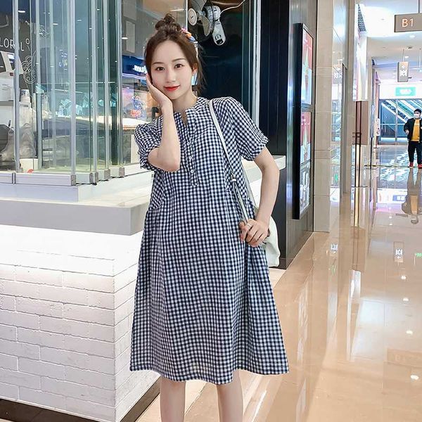 maternity clothes summer fashion loose short sleeve plaid dress plus size pregnant women v-neck cotton linen dress preppy style, White
maternity clothes summer fashion loose short sleeve plaid dress plus size pregnant women v-neck cotton linen dress preppy style, White