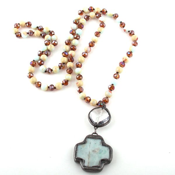 fashion bohemian tribal jewelry natural stones and glass long knotted stone cross pendant necklaces women necklace dropship, Silver
fashion bohemian tribal jewelry natural stones and glass long knotted stone cross pendant necklaces women necklace dropship, Silver