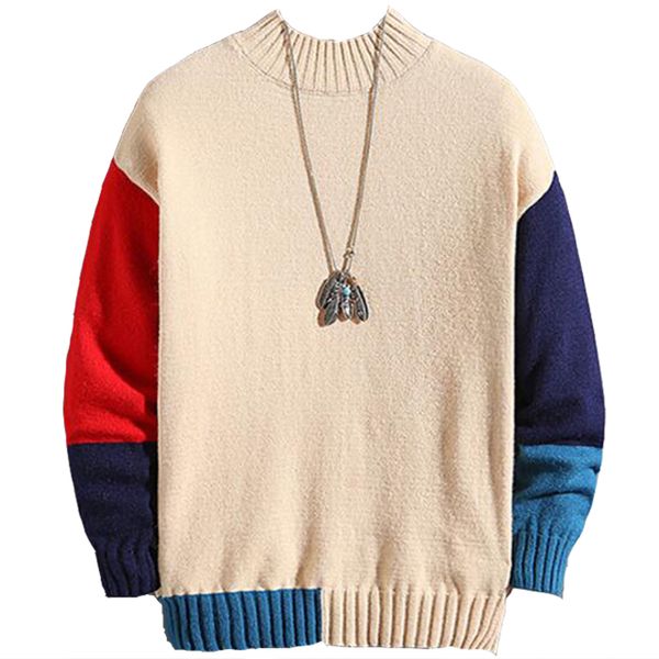 autumn and winter men's color-matching sweater men xl sweater pullover long sleeves loose half-high collar men's clothing j893, White;black
autumn and winter men's color-matching sweater men xl sweater pullover long sleeves loose half-high collar men's clothing j893, White;black