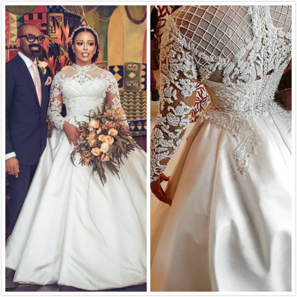 2020 plus size arabic aso ebi vintage lace beaded wedding dresses long sleeves high neck bridal dresses wedding gowns zj326, White
2020 plus size arabic aso ebi vintage lace beaded wedding dresses long sleeves high neck bridal dresses wedding gowns zj326, White