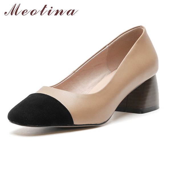meotina high heels women shoes natural genuine leather chunky high heel shoes real leather mixed colors square toe pumps lady 40, Black
meotina high heels women shoes natural genuine leather chunky high heel shoes real leather mixed colors square toe pumps lady 40, Black