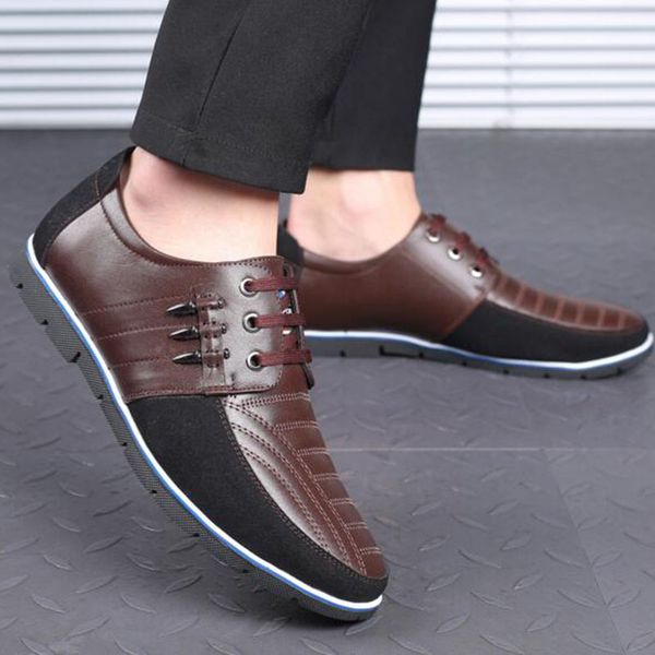 spring men casual absorption mixed color cow genuine leather shoes lace-up rubber non-slip thicken bottom flats, Black
spring men casual absorption mixed color cow genuine leather shoes lace-up rubber non-slip thicken bottom flats, Black