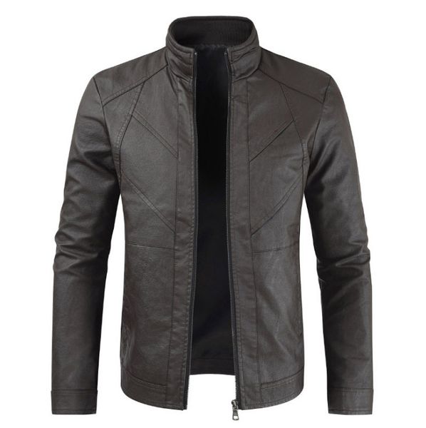 new men fashion casual motorcycle pu leather jacket coat men faux leather jaqueta de couro masculina coat jackets, Black