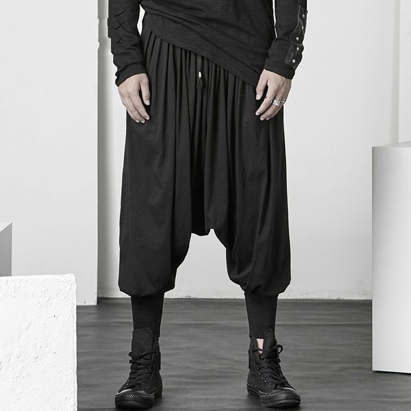 low-cut trousers skirt personality men's hair stylist harem pants loose dark black feet hip hop streetwear ropa de hombre 2018
low-cut trousers skirt personality men's hair stylist harem pants loose dark black feet hip hop streetwear ropa de hombre 2018