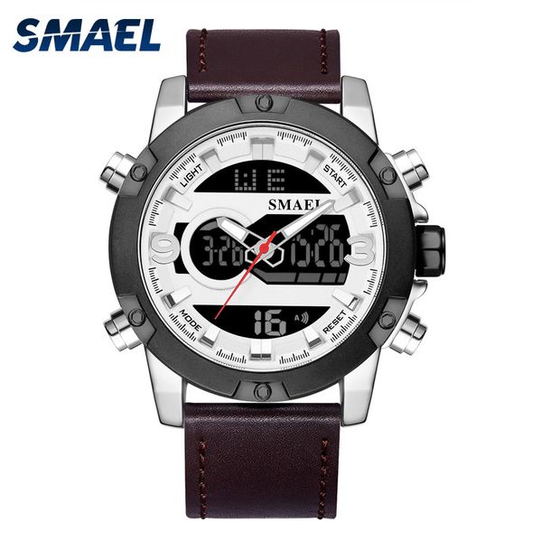 smael men's watch dual display watch g men 2019 quartz leather stainless steel date waterproof, Slivery;brown
smael men's watch dual display watch g men 2019 quartz leather stainless steel date waterproof, Slivery;brown