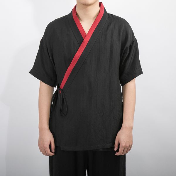 men's summer chinese style clothing cotton linen hanfu male short sleeve casual shirt style coat costume, White;black
men's summer chinese style clothing cotton linen hanfu male short sleeve casual shirt style coat costume, White;black