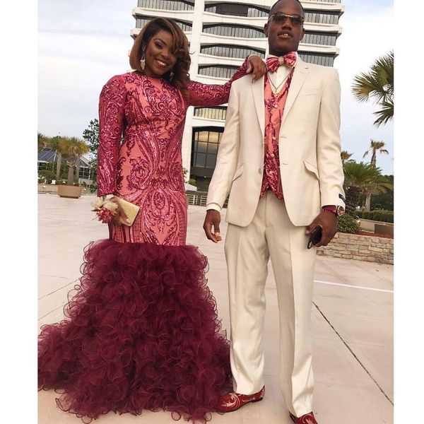 sparkly burgundy with nude lining evening dress jewel neck long sleeve sequined africa dress ruffles tiered bottom prom gown, Black;red
sparkly burgundy with nude lining evening dress jewel neck long sleeve sequined africa dress ruffles tiered bottom prom gown, Black;red