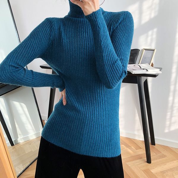 women's sweaters 2021 spring women sweater and pullovers turtleneck knitted slim kintting femme tricot pull, White;black
women's sweaters 2021 spring women sweater and pullovers turtleneck knitted slim kintting femme tricot pull, White;black