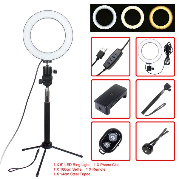 light 6" ring 16cm led dimmable video lamp p selfie light for make up live with selfie stick mini tripod remote control
light 6" ring 16cm led dimmable video lamp p selfie light for make up live with selfie stick mini tripod remote control