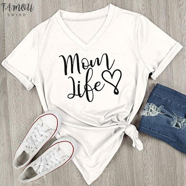 summer casual t shirt female tee loose fashion women t shirts mom v neck life letter printed v neck short sleeve, White
summer casual t shirt female tee loose fashion women t shirts mom v neck life letter printed v neck short sleeve, White